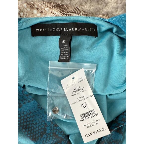 NEW White House Black Market Size M Snakeskin Print Ombre Cutout Back Dress Blue - Picture 8 of 9